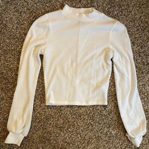 White turtle neck crop top